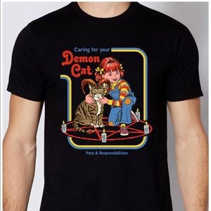 Demon Cat T Shirt by Steven Rhodes Unisex Men Woman